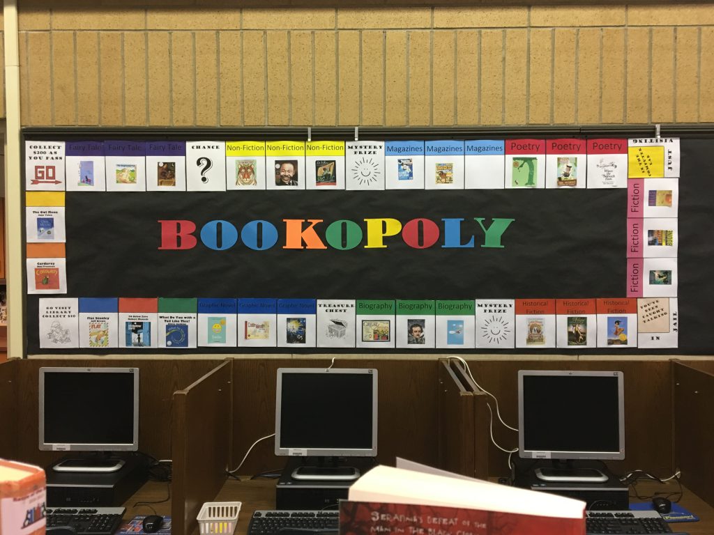 Bookopoly Reading Challenge Display
