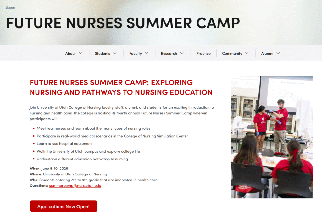 Future Nurses Summer Camp flyer