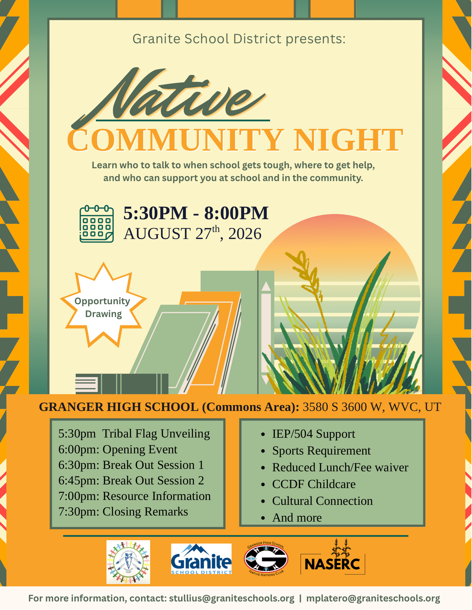 Native Community Back to School Night flyer