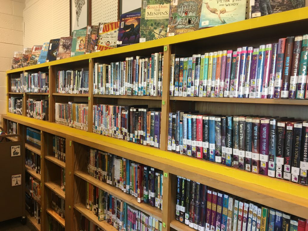 Fiction shelves at Morningside Elementary Media Center