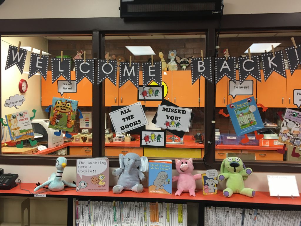 Welcome Back display at Fox Hills Elementary Media Center