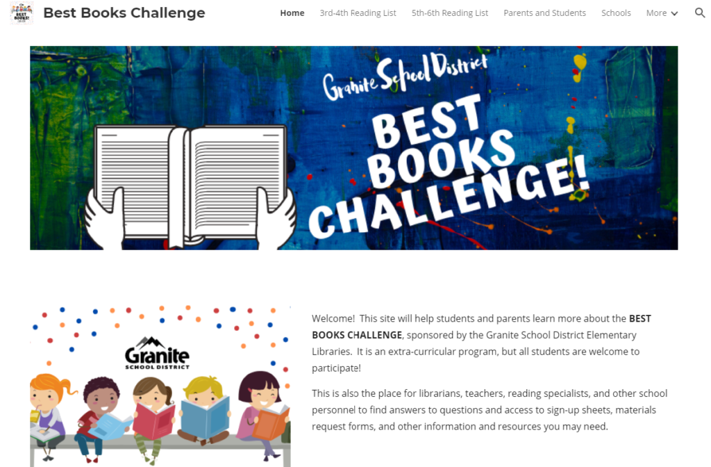 Granite Best Books Challenge Website - Screenshot