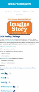 Salt Lake County Library 2020 Summer Reading Challenge Web Page - Screenshot