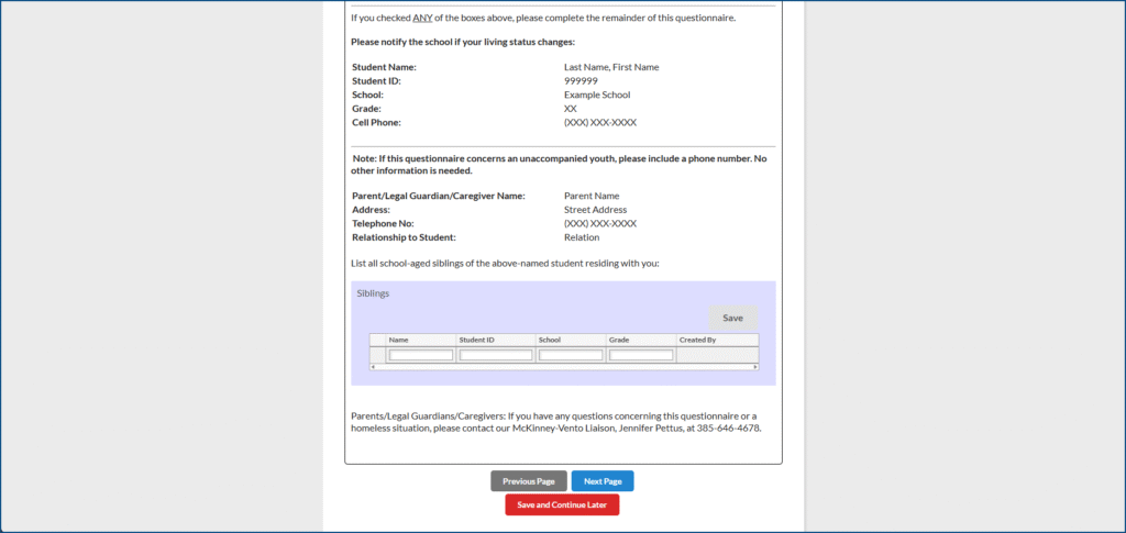 McKinney Vento Form continued