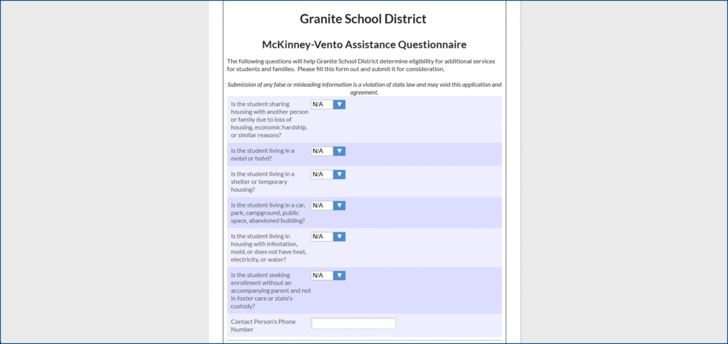 McKinney Vento Questionnaire 