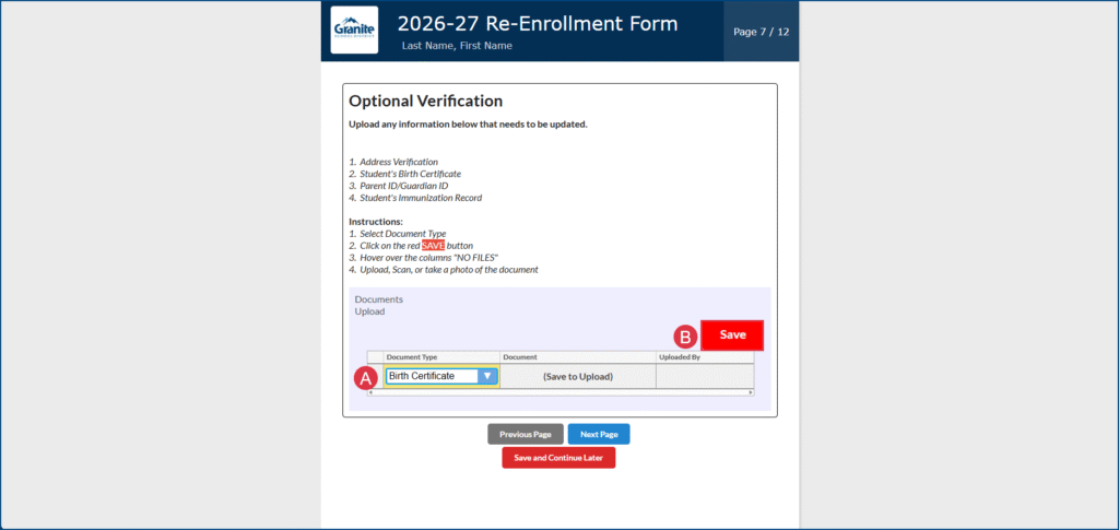Optional Verification steps A and B