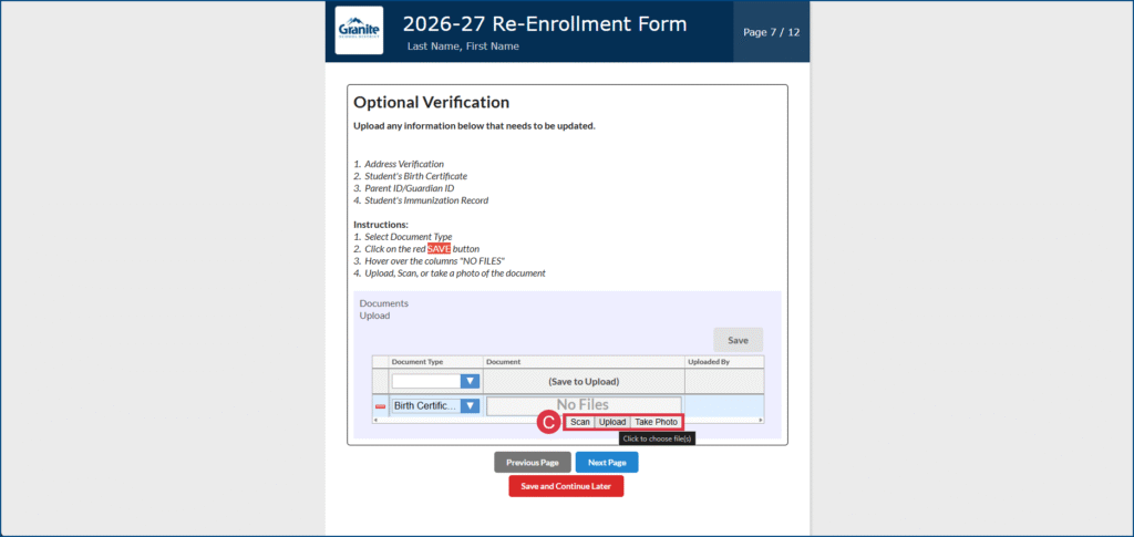 Optional Verification upload options