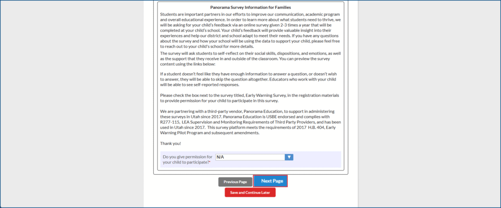 Re-enrollment page 9, survey participation continued