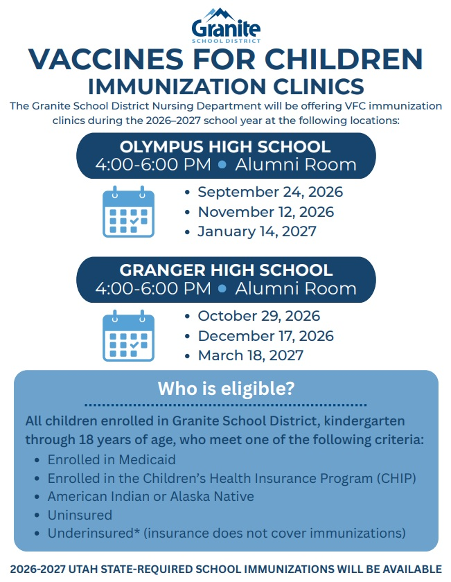 VFC immunization clinics flyer