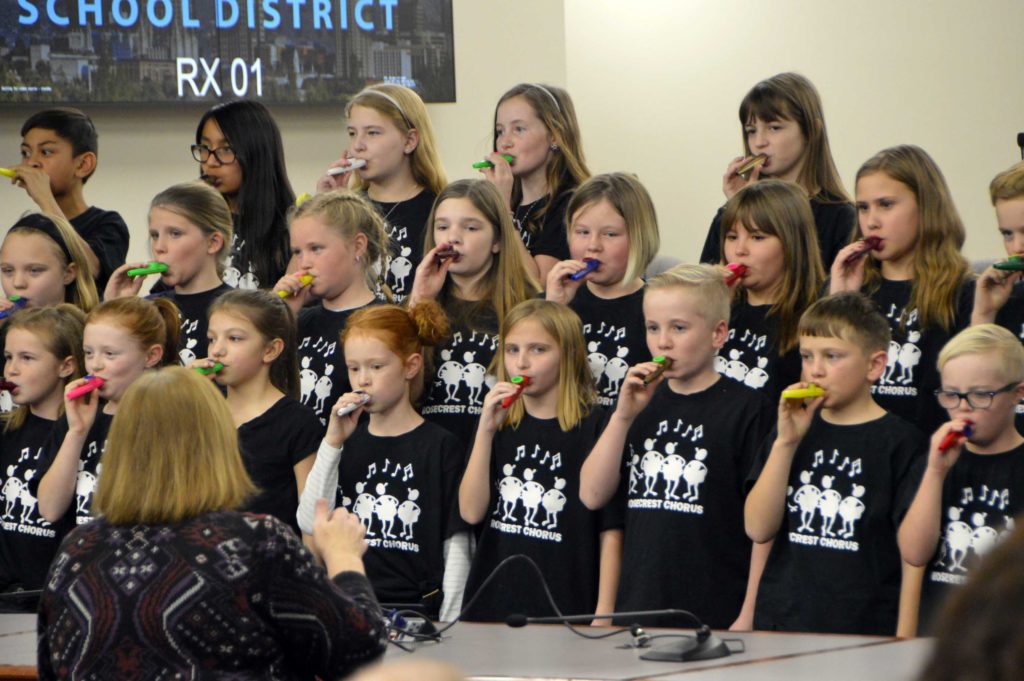 Rosecrest Elementary choir performance at board meeting