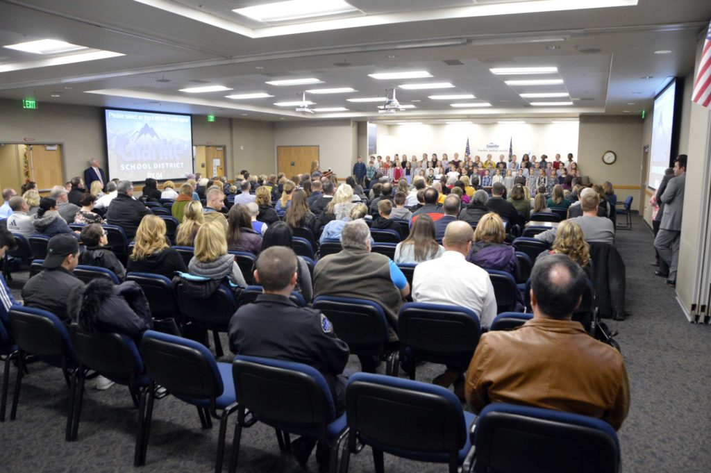 Cottonwood Elementary students sing at board meeting