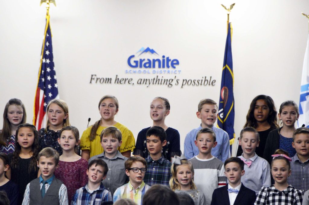 Cottonwood Elementary students sing at board meeting