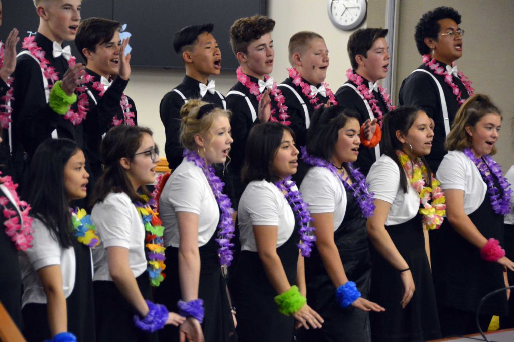 Eisenhower Jr High choir at board meeting