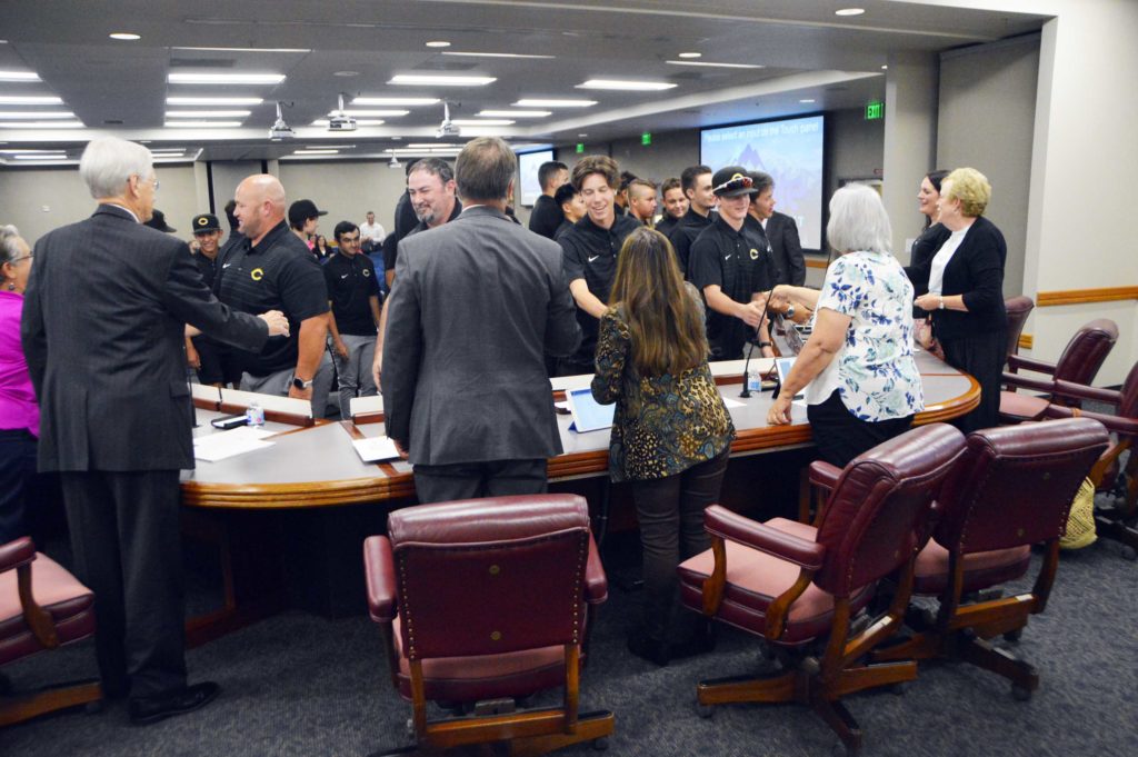 Cottonwood High students greet board members