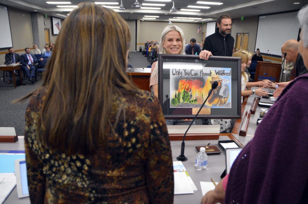 Smokey Bear poster contest recognition at board meeting