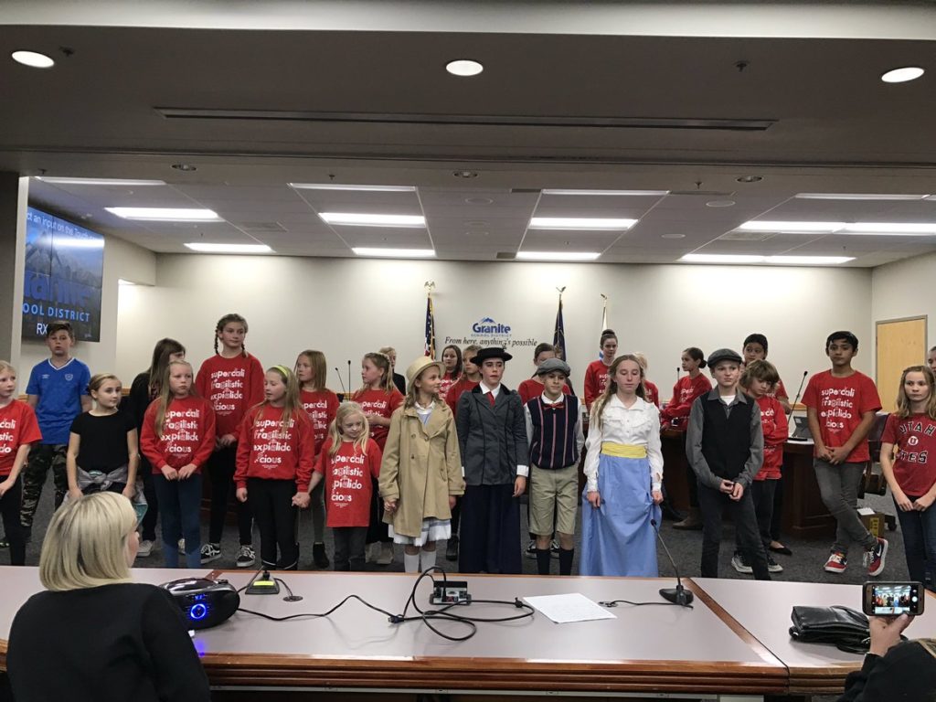 Crestview Elementary students perform during board meeting
