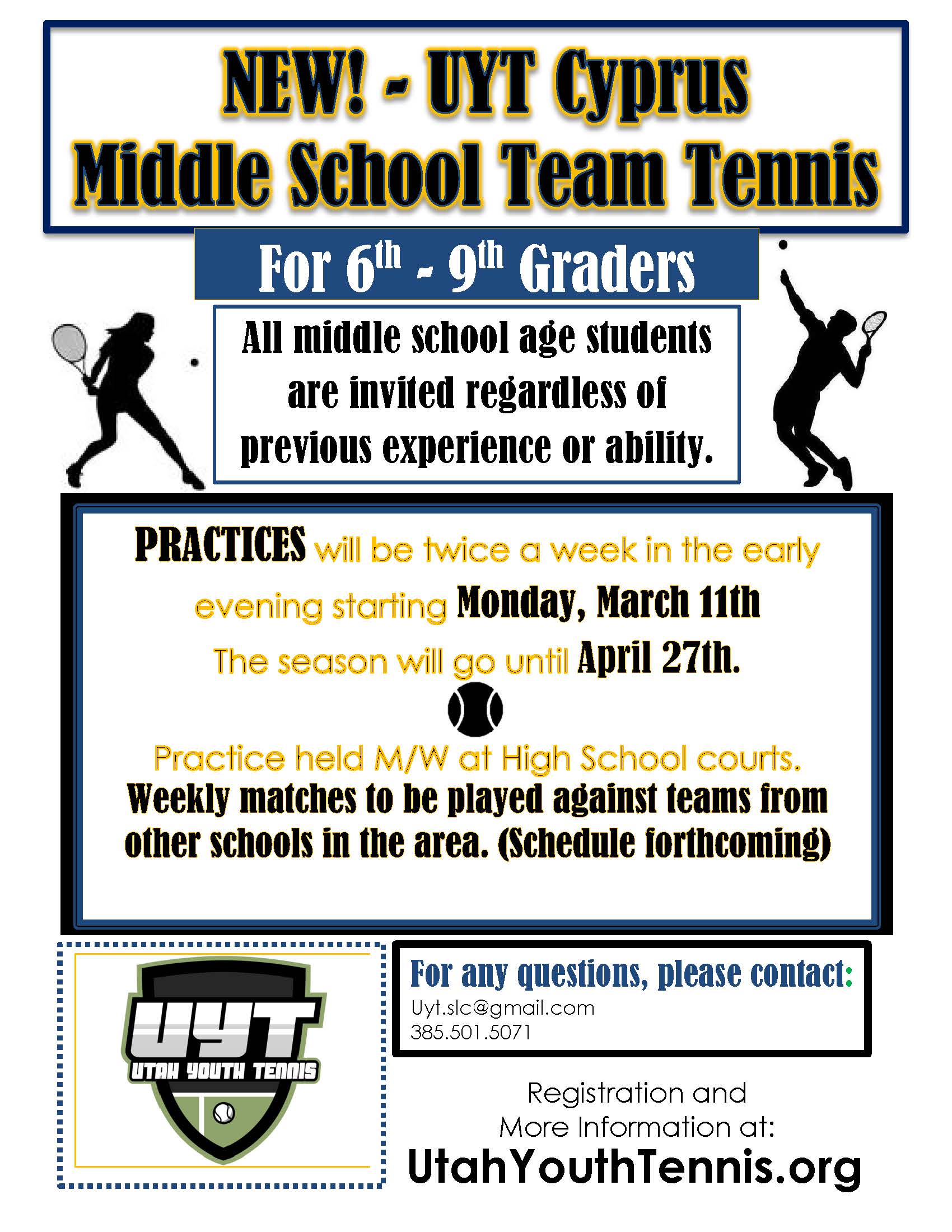 Youth Team Tennis for Cyprus-area junior high Students